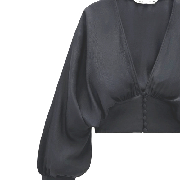 Zara Buttoned Front Crop Top - Picture 6 of 16